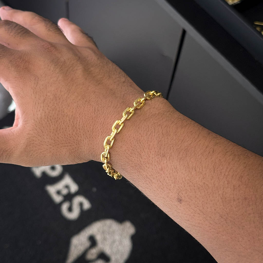 Pulseira Cadeado 6mm Fecho Nossa Senhora Banhado a Ouro 18K