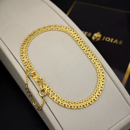 Pulseira Cadeado Flat 6mm Banhado a Ouro 18K