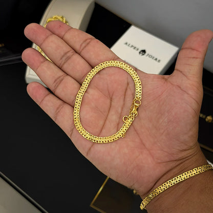 Pulseira Cadeado Flat 6mm Banhado a Ouro 18K