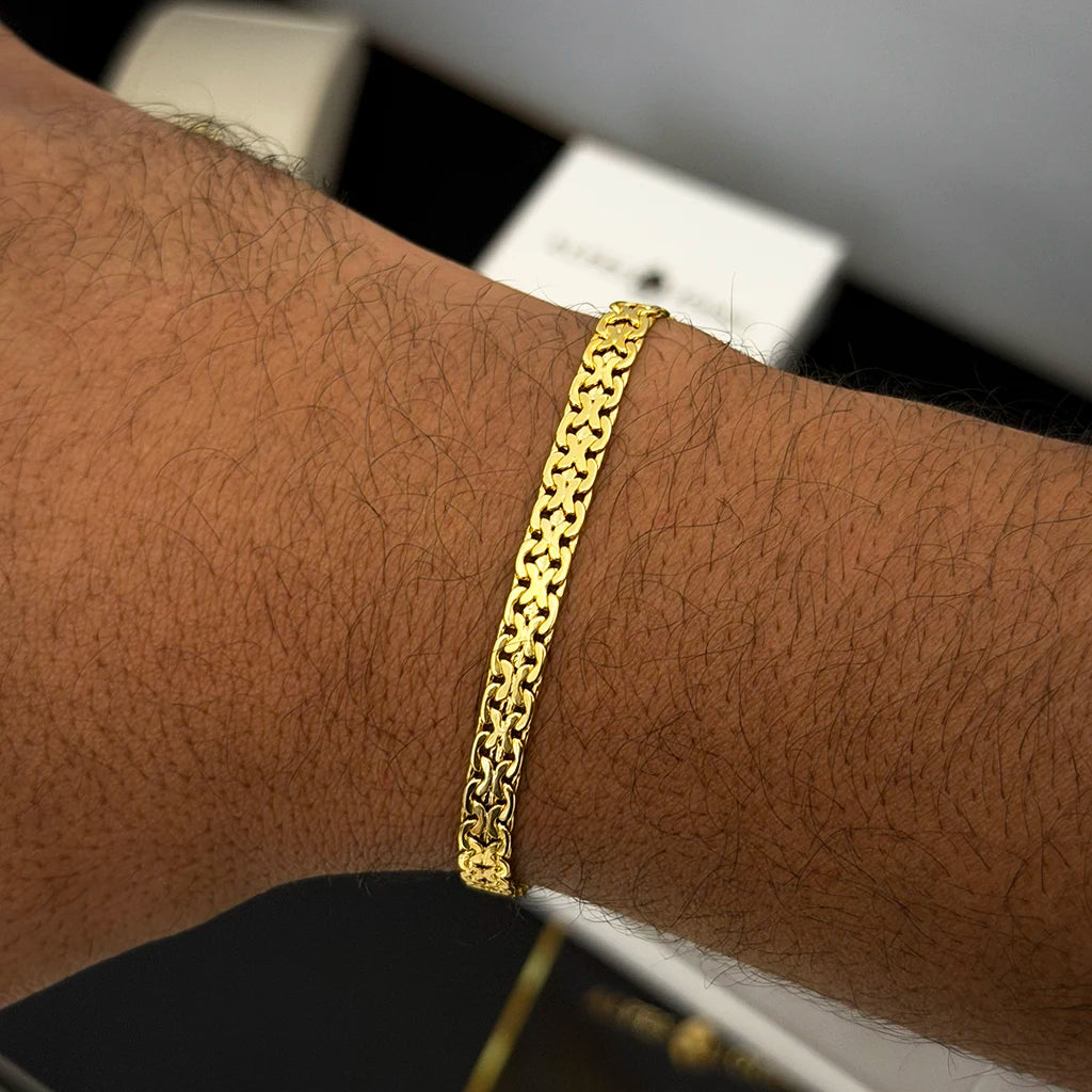 Pulseira Cadeado Flat 6mm Banhado a Ouro 18K