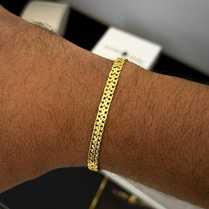 Pulseira Cadeado Flat 6mm Banhado a Ouro 18K
