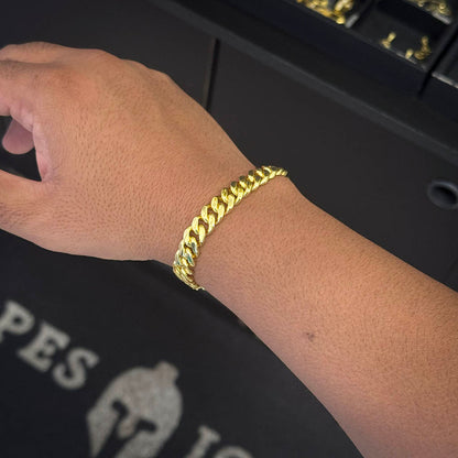 Pulseira Cubana 8mm Fecho Gaveta Banhado a Ouro 18K