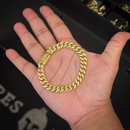 Pulseira Cubana 8mm Fecho Gaveta Banhado a Ouro 18K