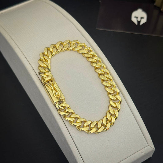 Pulseira Cubana 8mm Fecho Gaveta Banhado a Ouro 18K