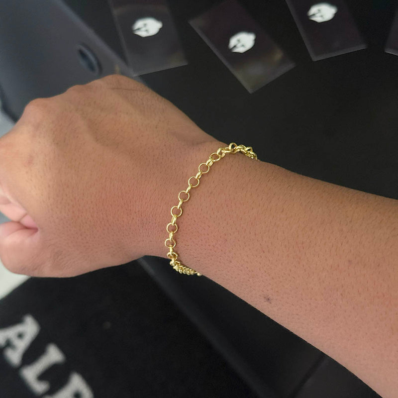 Pulseira Elo Português 5mm Banhada a Ouro 18K