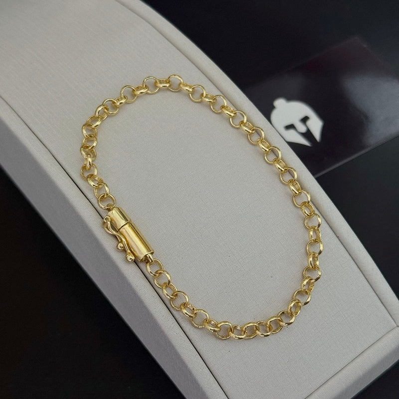 Pulseira Elo Português 5mm Banhada a Ouro 18K