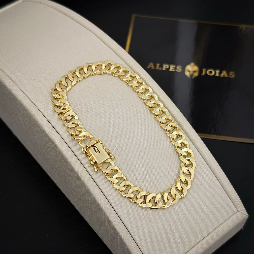 Pulseira Escama Laminada 8mm Banhado a Ouro 18K