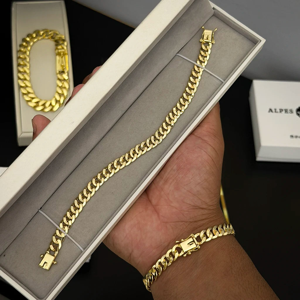 Pulseira Escama Laminada 8mm Banhado a Ouro 18K