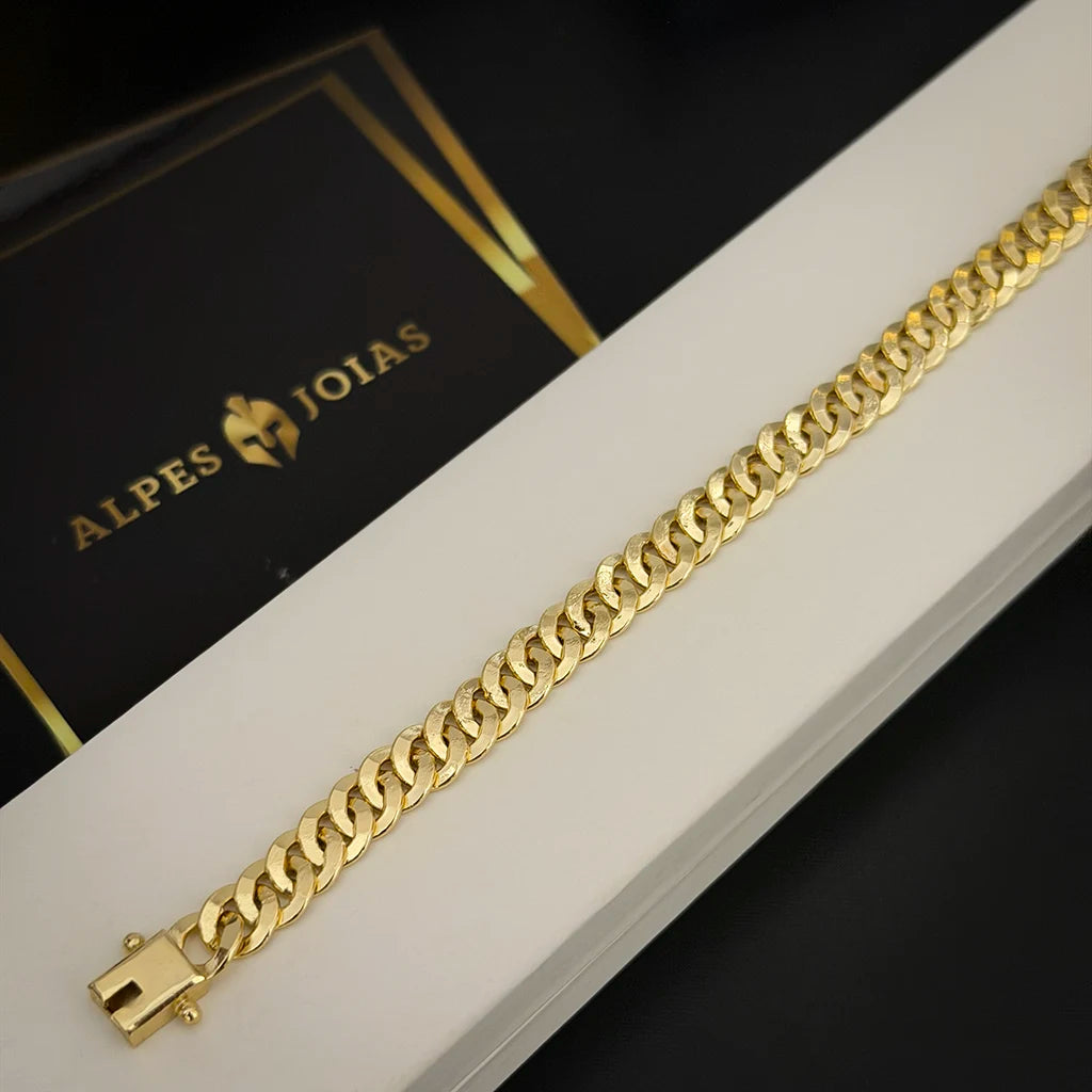 Pulseira Escama Laminada 8mm Banhado a Ouro 18K