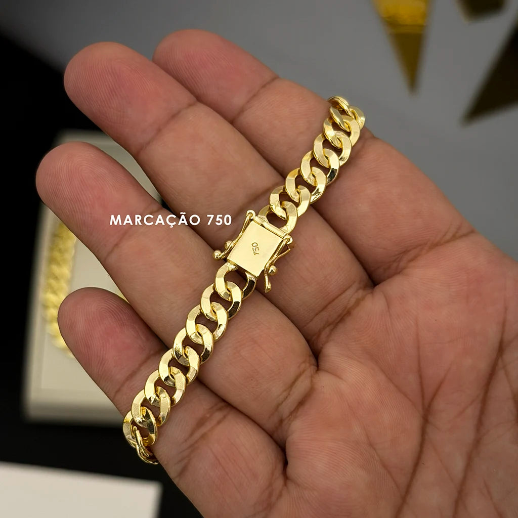 Pulseira Escama Laminada 8mm Banhado a Ouro 18K