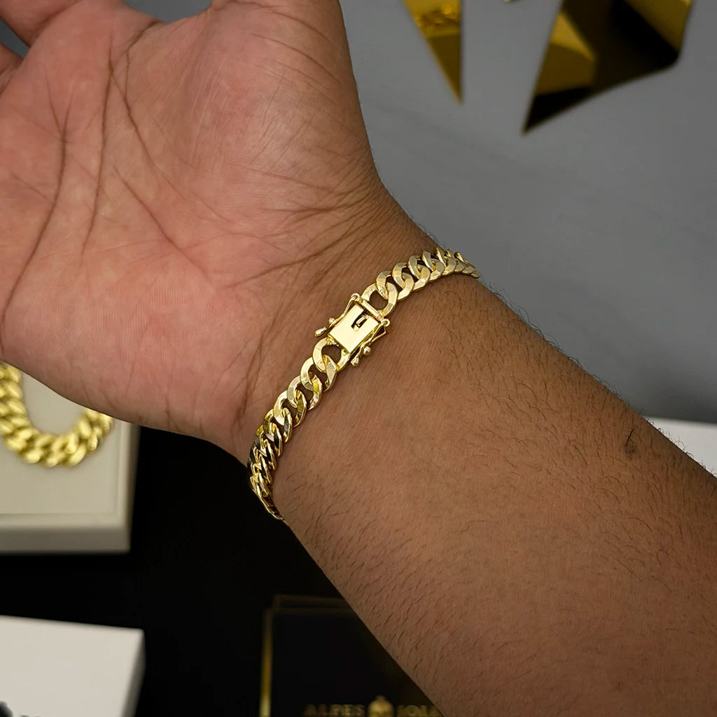 Pulseira Escama Laminada 8mm Banhado a Ouro 18K