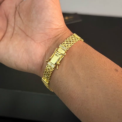 Pulseira Esteira 10mm Cravejada Banhado a Ouro 18K