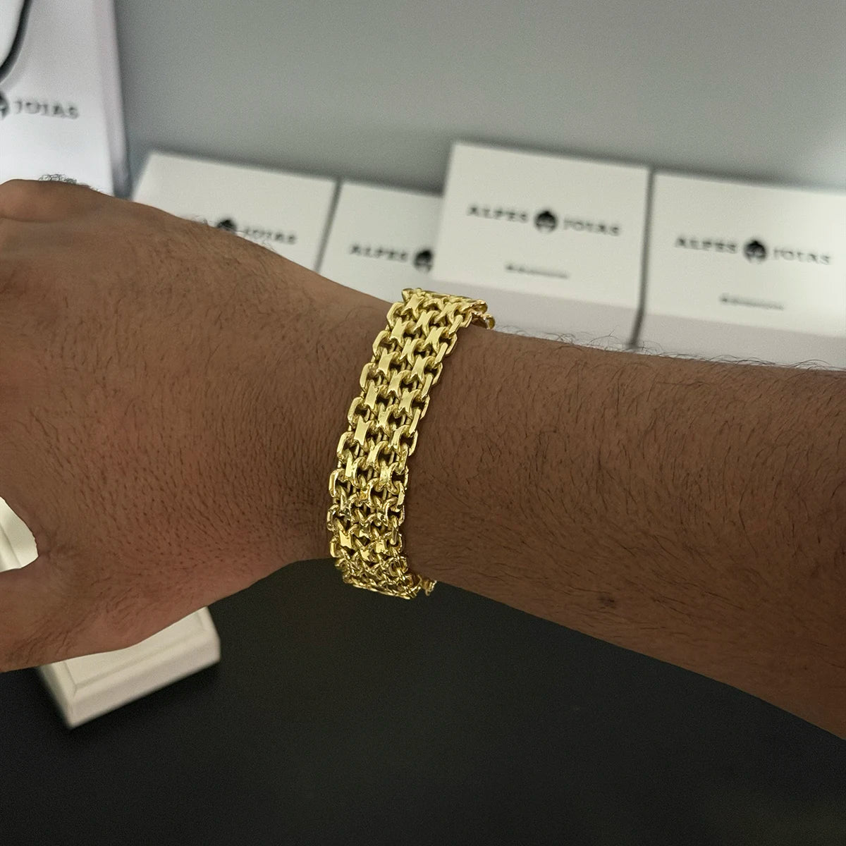 Pulseira Esteira 16mm Banhado a Ouro 18K