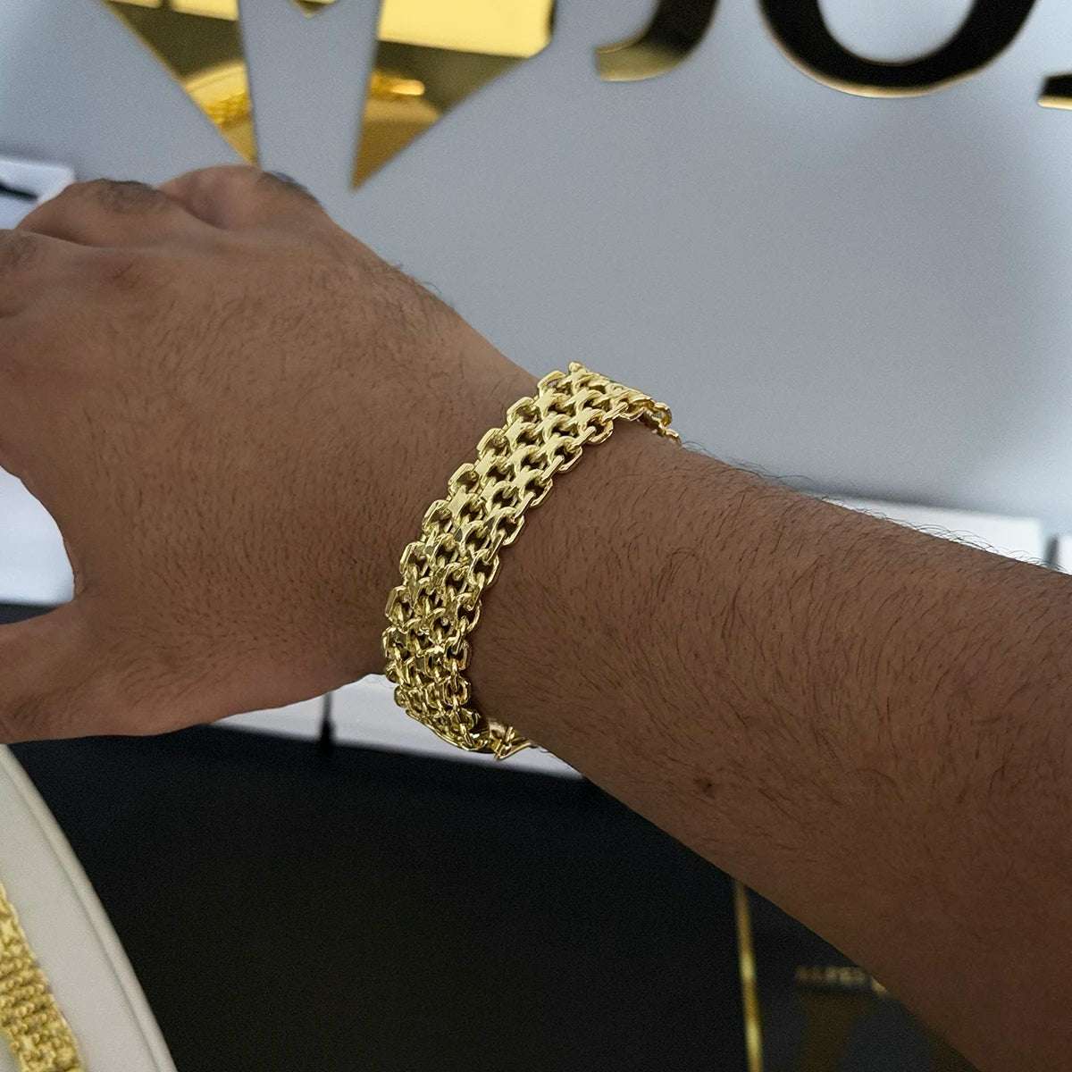 Pulseira Esteira 16mm Banhado a Ouro 18K