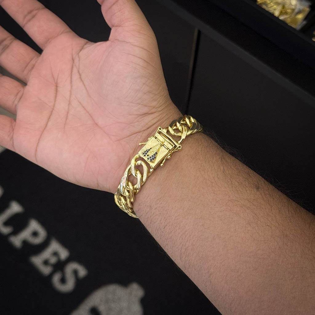 Pulseira Grumet 13mm Fecho Santa Banhado a Ouro 18K
