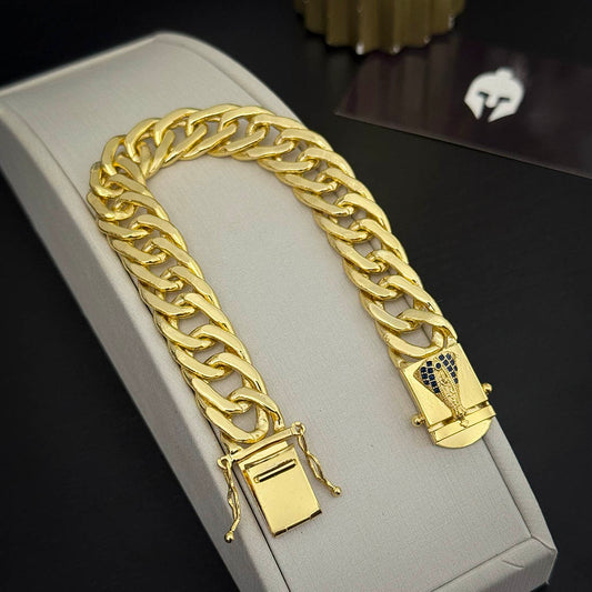 Pulseira Grumet 13mm Fecho Santa Banhado a Ouro 18K