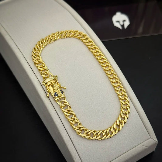 Pulseira Grumet 7mm Fecho Santa Banhado a Ouro 18K