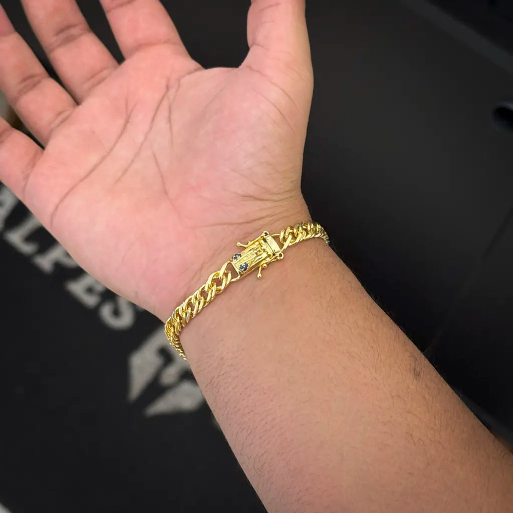 Pulseira Grumet 7mm Fecho Santa Banhado a Ouro 18K