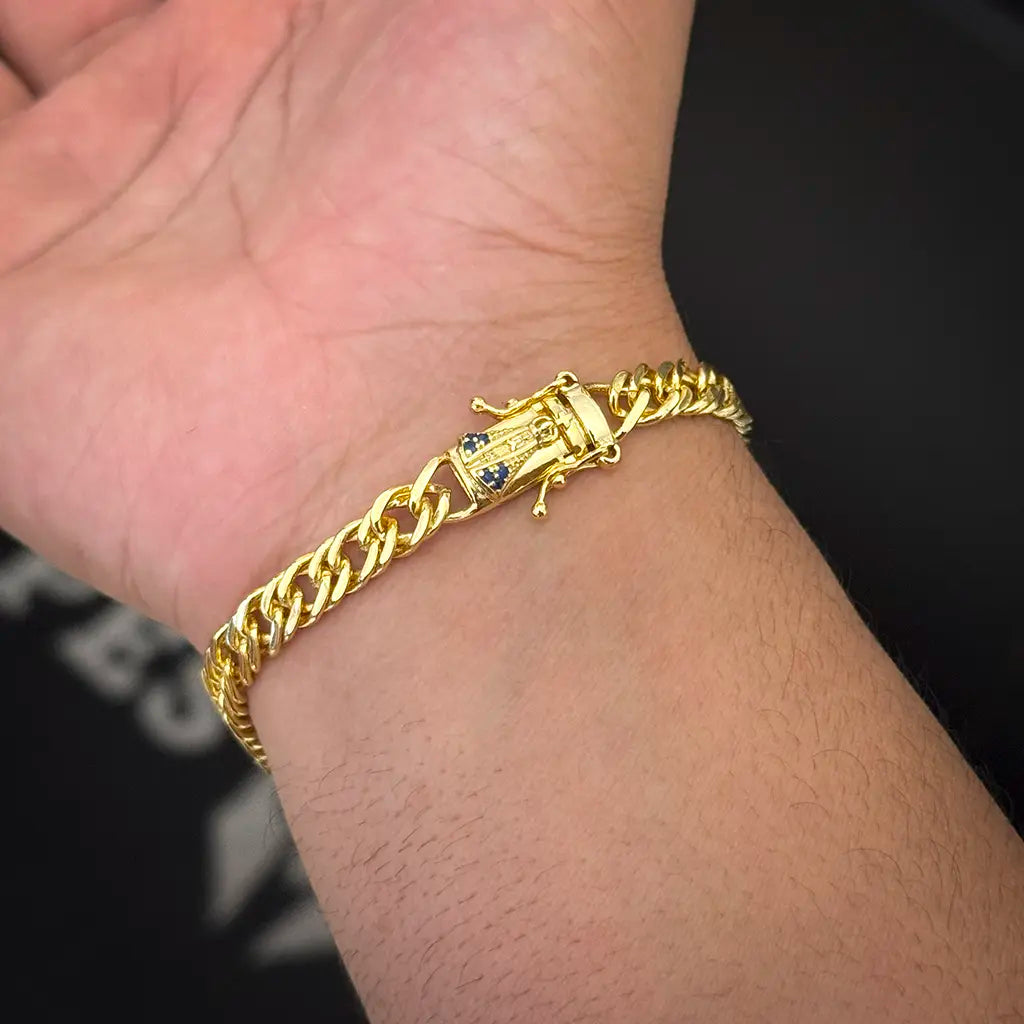 Pulseira Grumet 7mm Fecho Santa Banhado a Ouro 18K