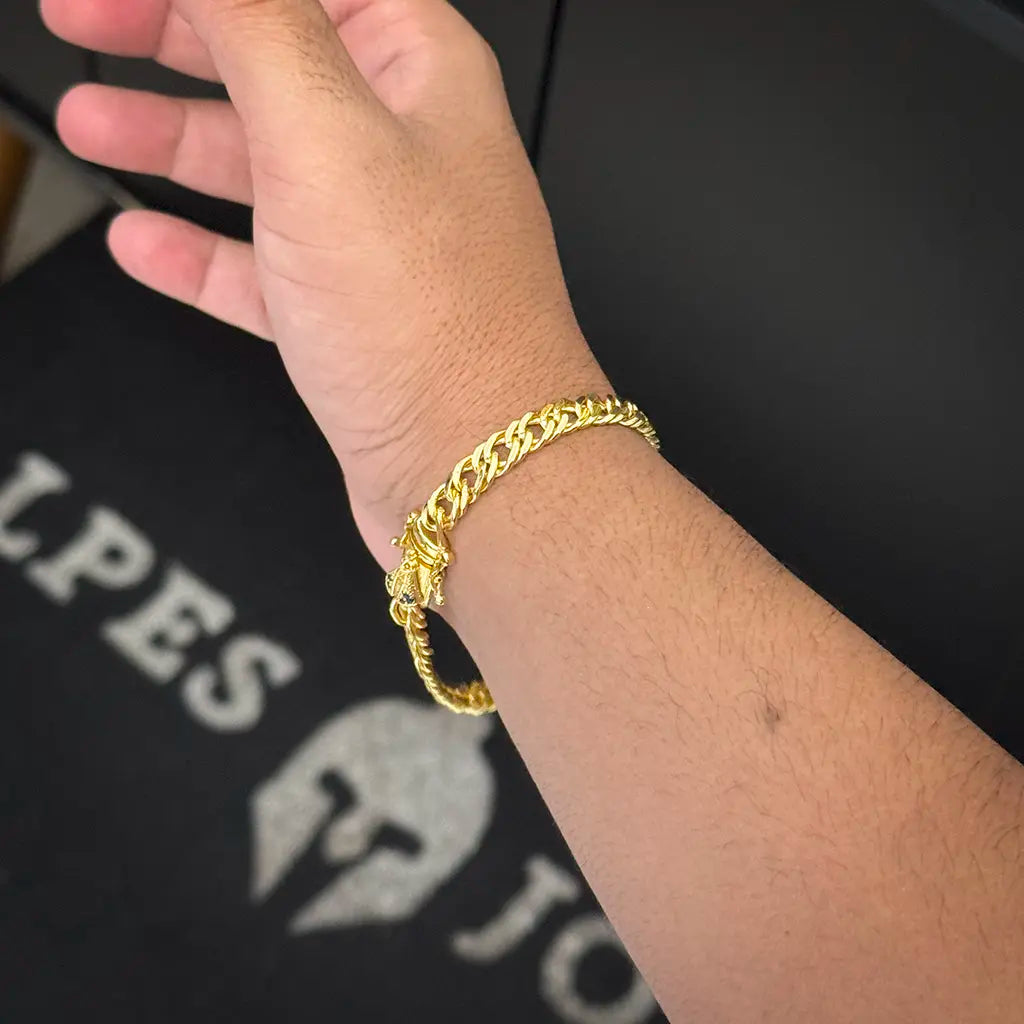 Pulseira Grumet 7mm Fecho Santa Banhado a Ouro 18K