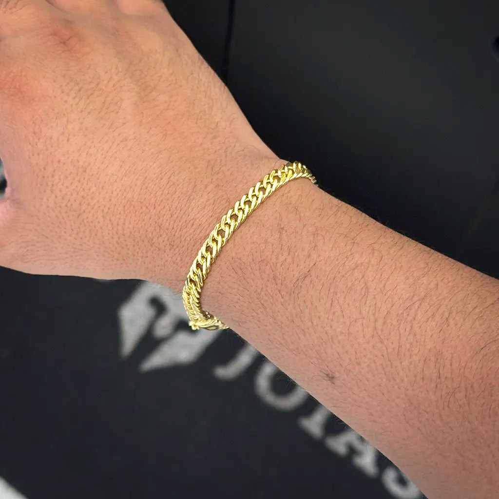 Pulseira Grumet 7mm Fecho Santa Banhado a Ouro 18K