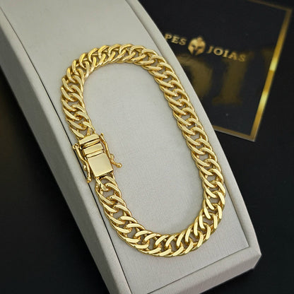 Pulseira Grumet Dupla 9mm Banhado a Ouro 18K