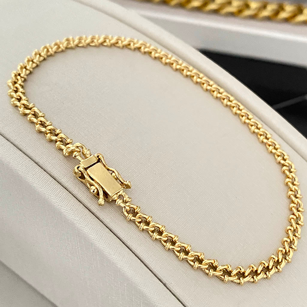 Pulseira Grumet Rústica 4mm Banhada a Ouro 18K