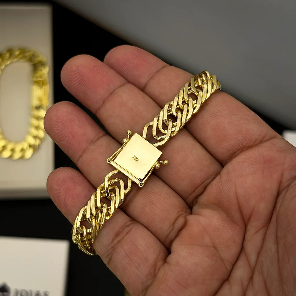 Pulseira Grumet Tripla 12mm Banhado a Ouro 18K