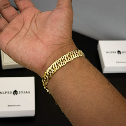 Pulseira Grumet Tripla 12mm Banhado a Ouro 18K