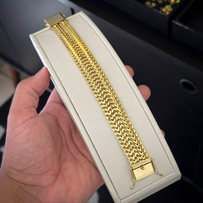 Pulseira Lacraia 16mm Banhado a Ouro 18K