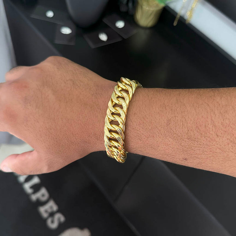 Pulseira Maciça 18mm Banhada a Ouro 18K