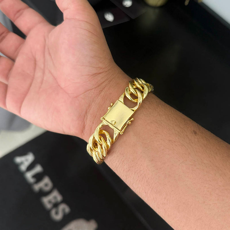 Pulseira Maciça 18mm Banhada a Ouro 18K