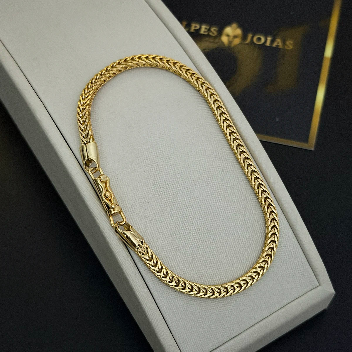 Pulseira Palmeira 4,5mm Banhado a Ouro 18K