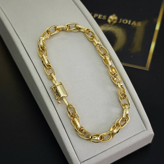 Pulseira Trançada 6mm Banhado a Ouro 18K
