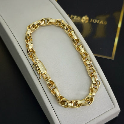 Pulseira Trançada 8mm Banhado a Ouro 18K