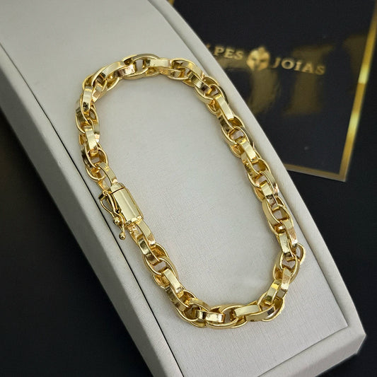 Pulseira Trançada 8mm Banhado a Ouro 18K