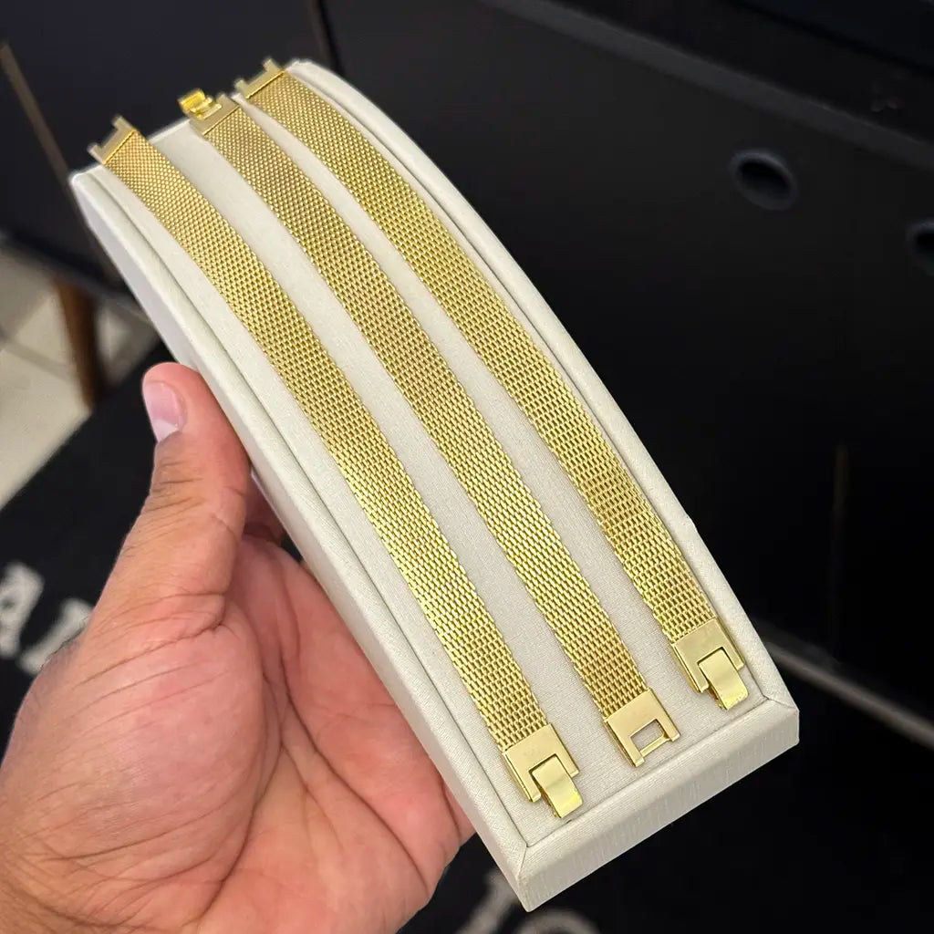 Pulseira Veneziana 10mm Banhado a Ouro 18K