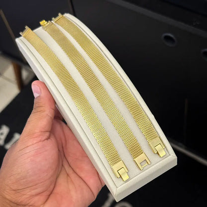 Pulseira Veneziana 10mm Banhado a Ouro 18K