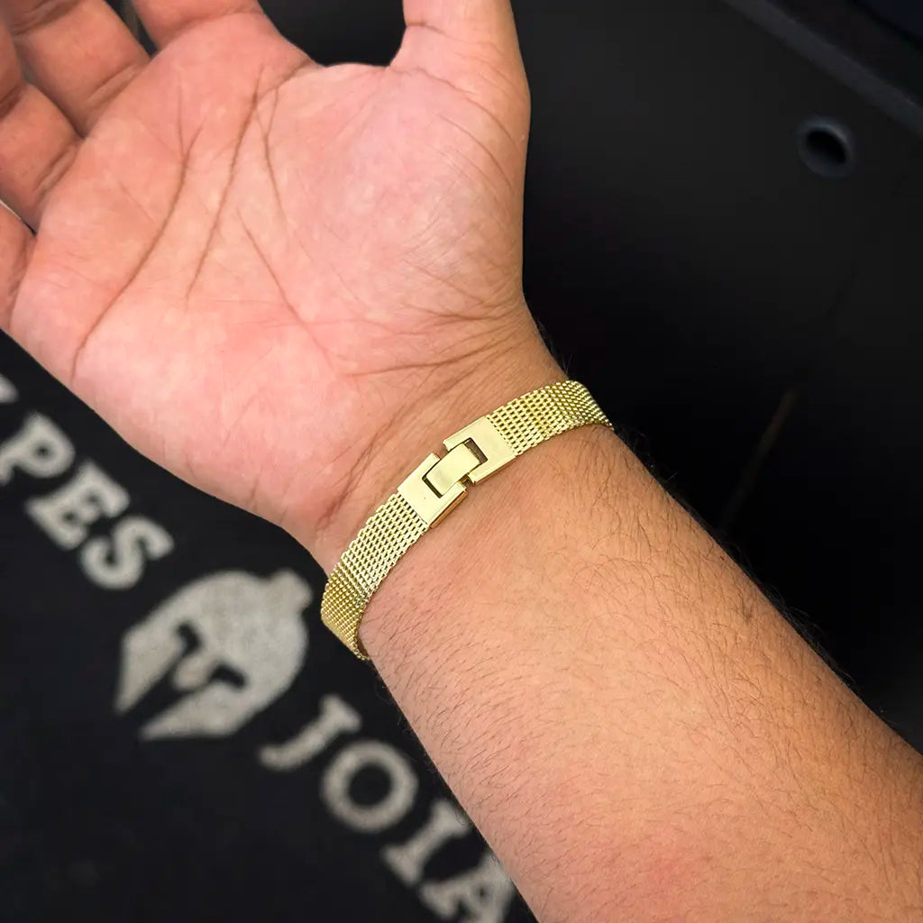 Pulseira Veneziana 10mm Banhado a Ouro 18K