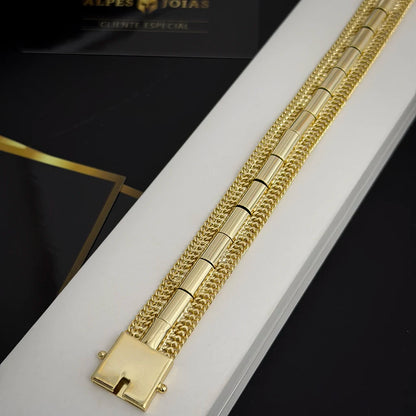 Pulseira Venezuelana 15mm Banhado a Ouro 18K