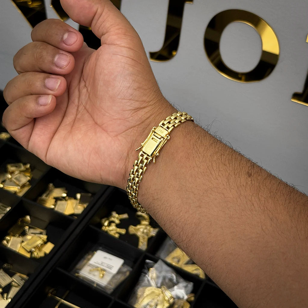 Pulseira Americana 10mm Banhada a Ouro 18K