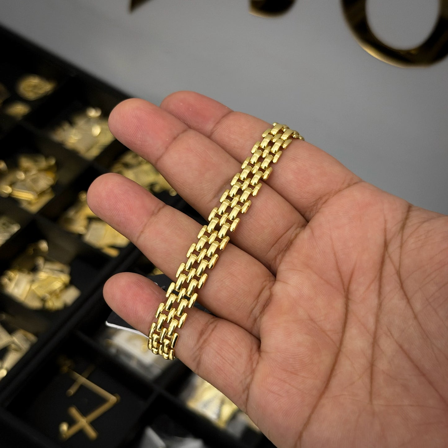 Pulseira Americana 10mm Banhada a Ouro 18K