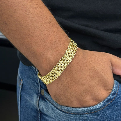 Pulseira Bismark 13mm Banhado a Ouro 18K