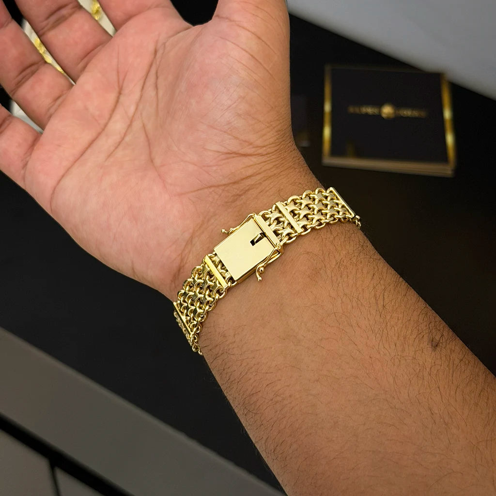 Pulseira Bismark 13mm Banhado a Ouro 18K