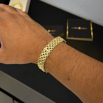 Pulseira Bismark 13mm Banhado a Ouro 18K
