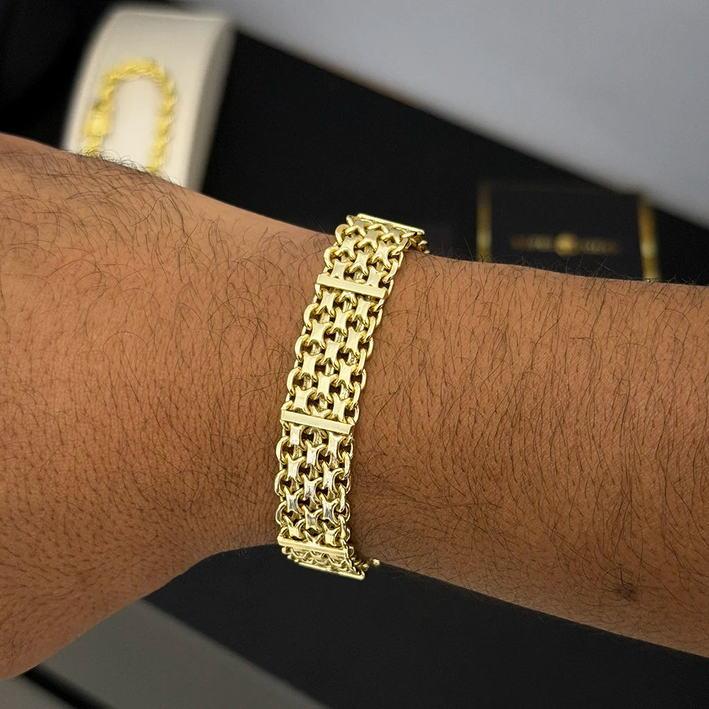 Pulseira Bismark 13mm Banhado a Ouro 18K