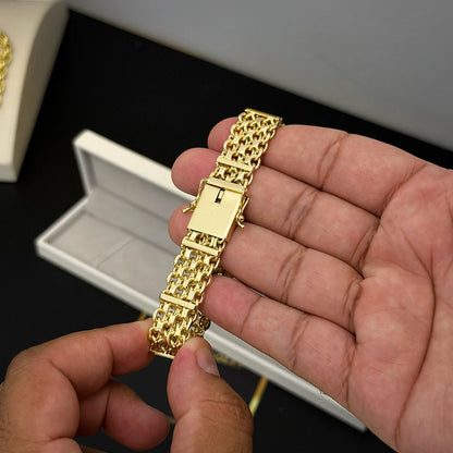 Pulseira Bismark 13mm Banhado a Ouro 18K