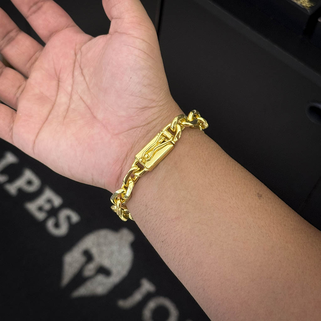 Pulseira Cadeado 12mm Banhado a Ouro 18K