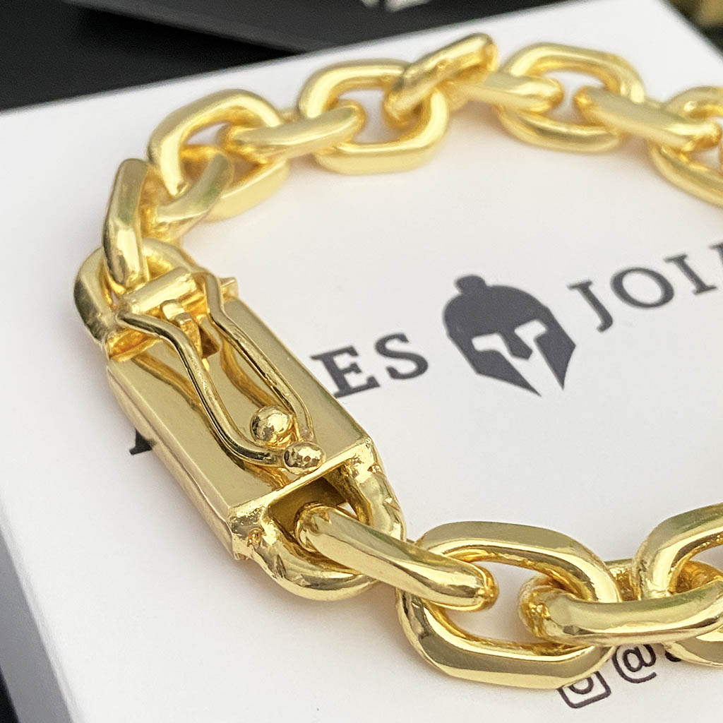 Pulseira Cadeado 10mm Banhado a Ouro 18K