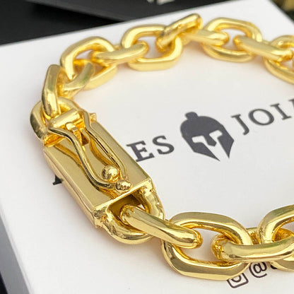 Pulseira Cadeado 10mm Banhado a Ouro 18K